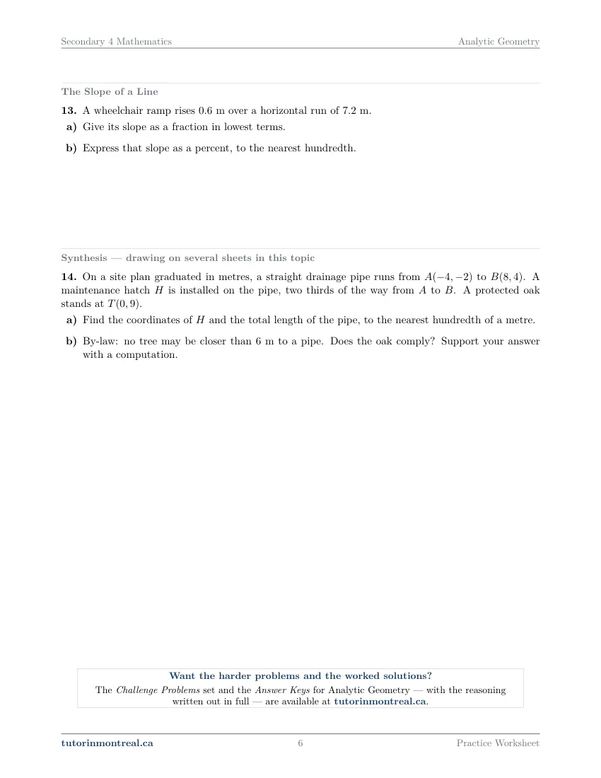 Page 6 of the Secondary 4 Math Analytic Geometry practice worksheet