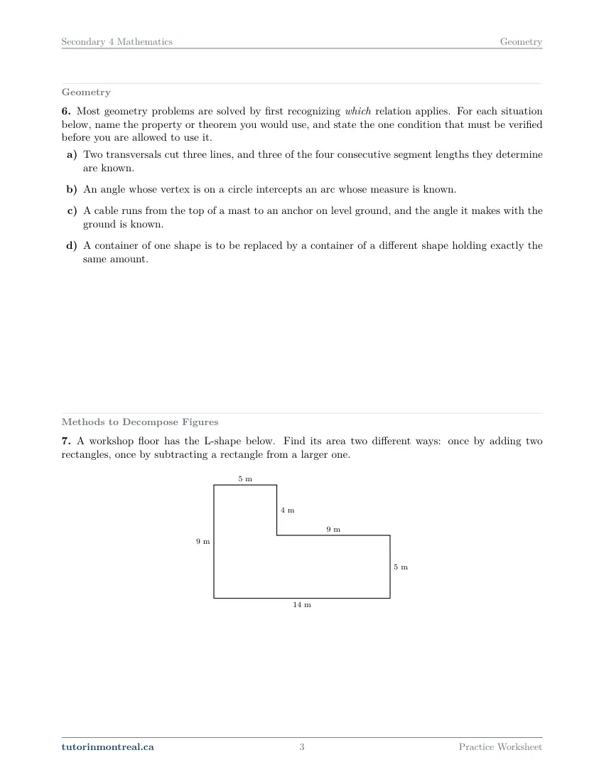Page 3 of the Secondary 4 Math Geometry practice worksheet
