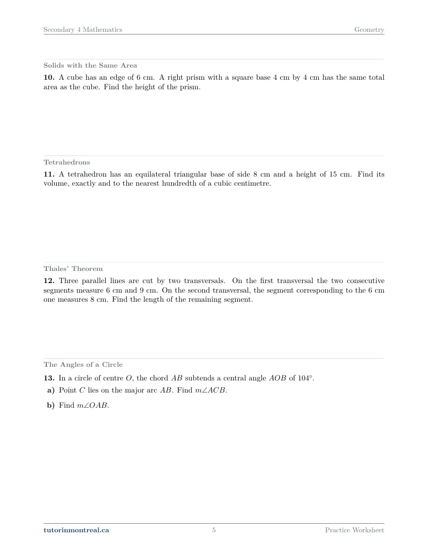 Page 5 of the Secondary 4 Math Geometry practice worksheet