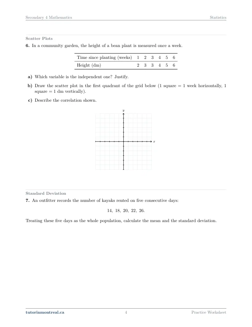 Page 4 of the Secondary 4 Math Statistics practice worksheet