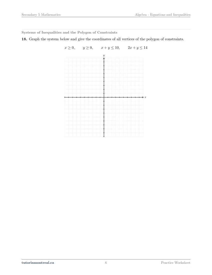 Page 6 of the Secondary 5 Math Equations and Inequalities practice worksheet