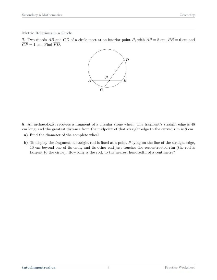 Page 3 of the Secondary 5 Math Geometry practice worksheet