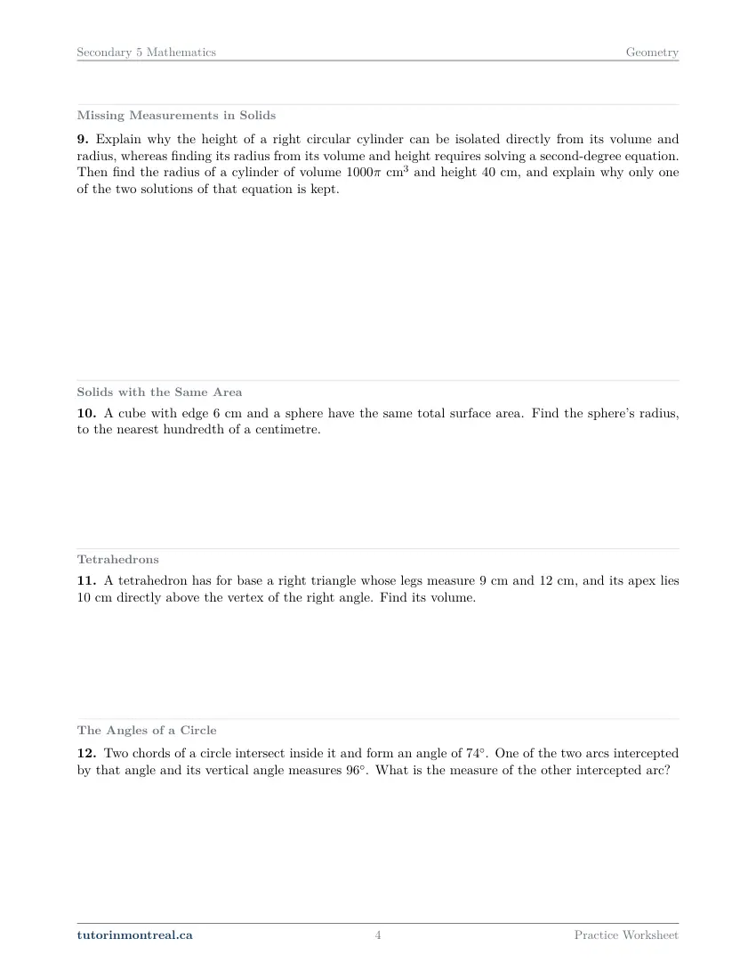 Page 4 of the Secondary 5 Math Geometry practice worksheet