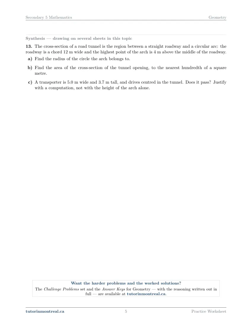Page 5 of the Secondary 5 Math Geometry practice worksheet