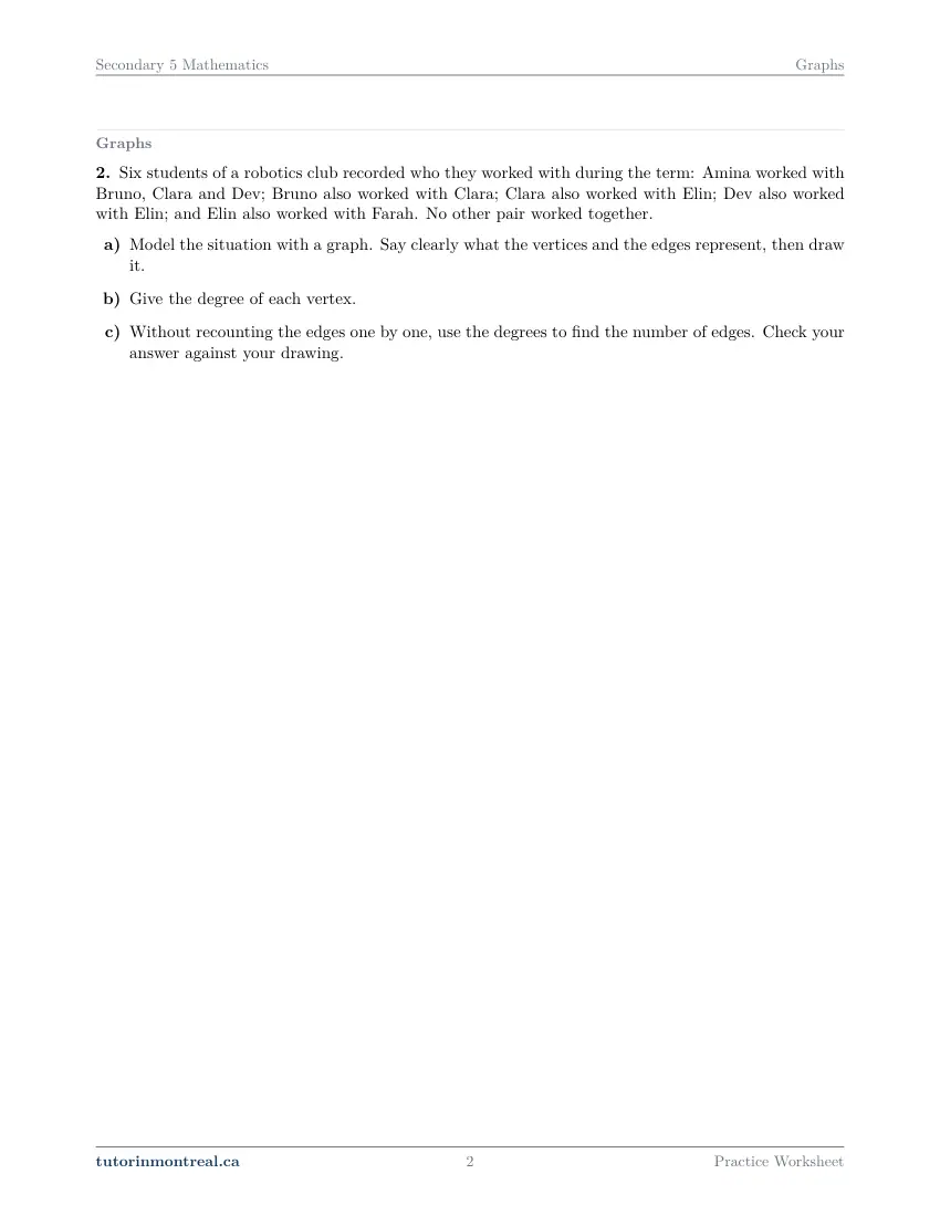 Page 2 of the Secondary 5 Math Graphs practice worksheet