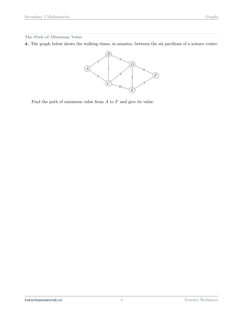 Page 4 of the Secondary 5 Math Graphs practice worksheet