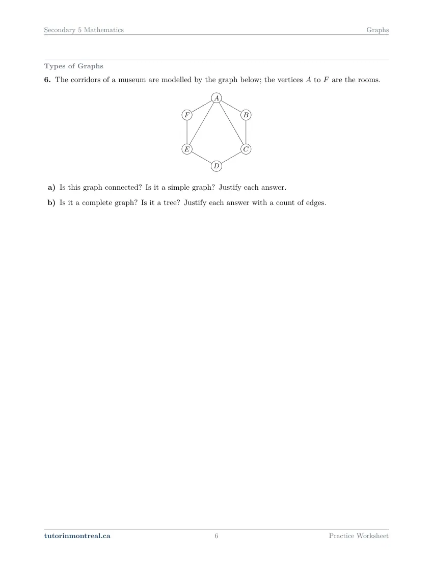 Page 6 of the Secondary 5 Math Graphs practice worksheet